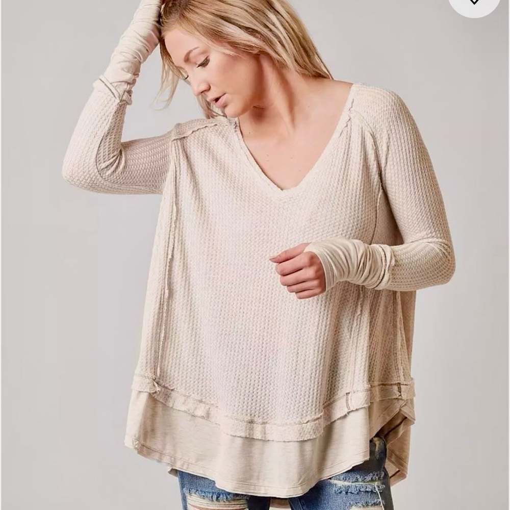We The Free Laguna Oversized Waffle Knit Top, XS